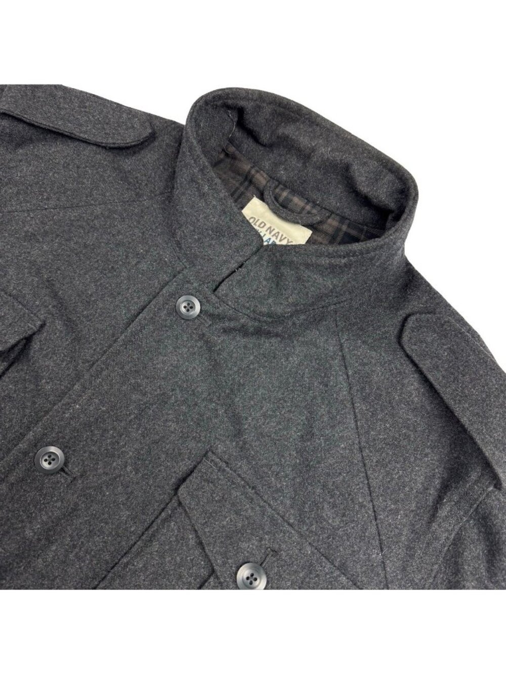 Old Navy Men's Wool Flannel Blend Coat Military Coat Gray • Size 2XL